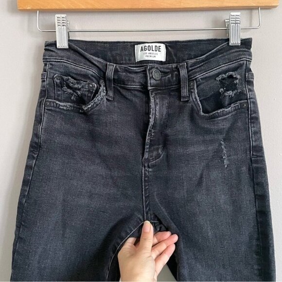 Agolde Black Sophie High Rise Skinny Crop Jeans - 26" - Picture 3 of 9